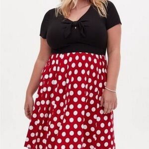 Torrid Minnie Mouse Polka Dot Skater Dress, size 2